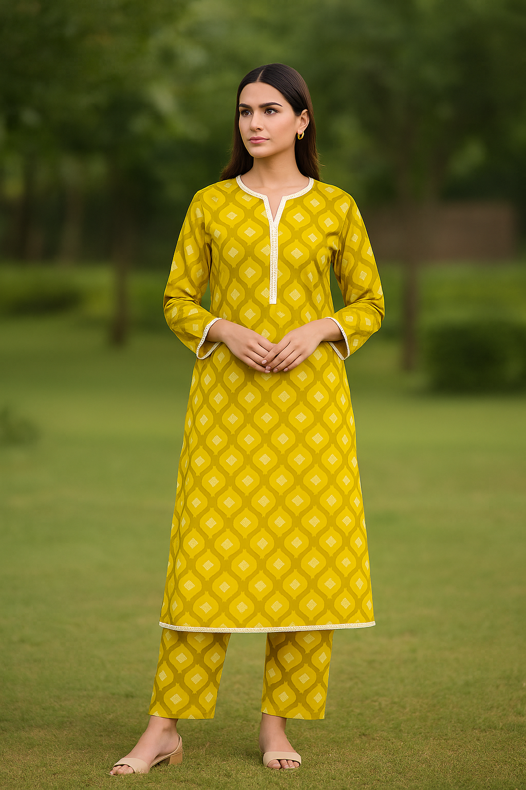 Golden Glow – Women's 2-Piece Printed Lawn Suit