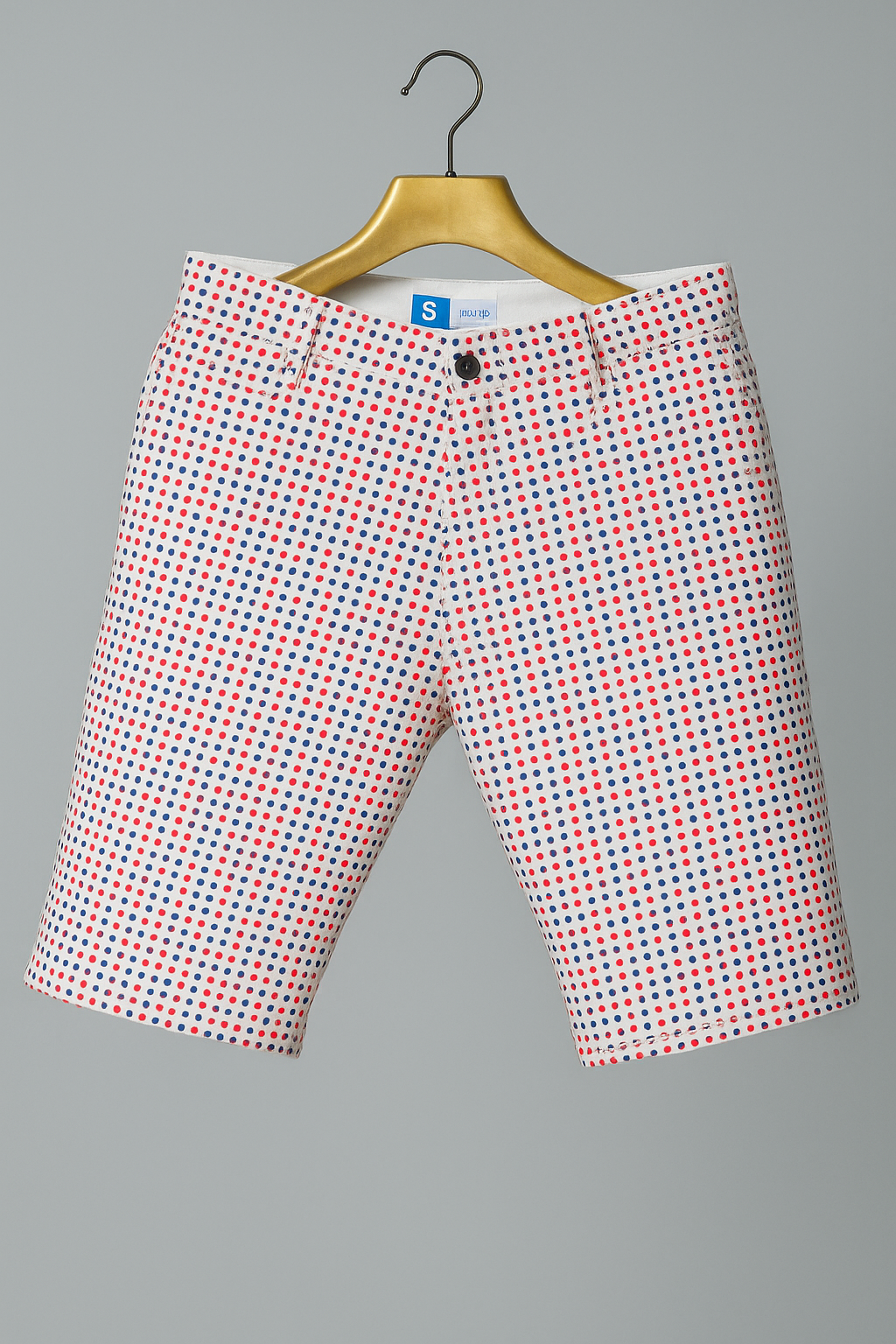 Boys’ Red & Blue Polka Dot White Cotton Shorts