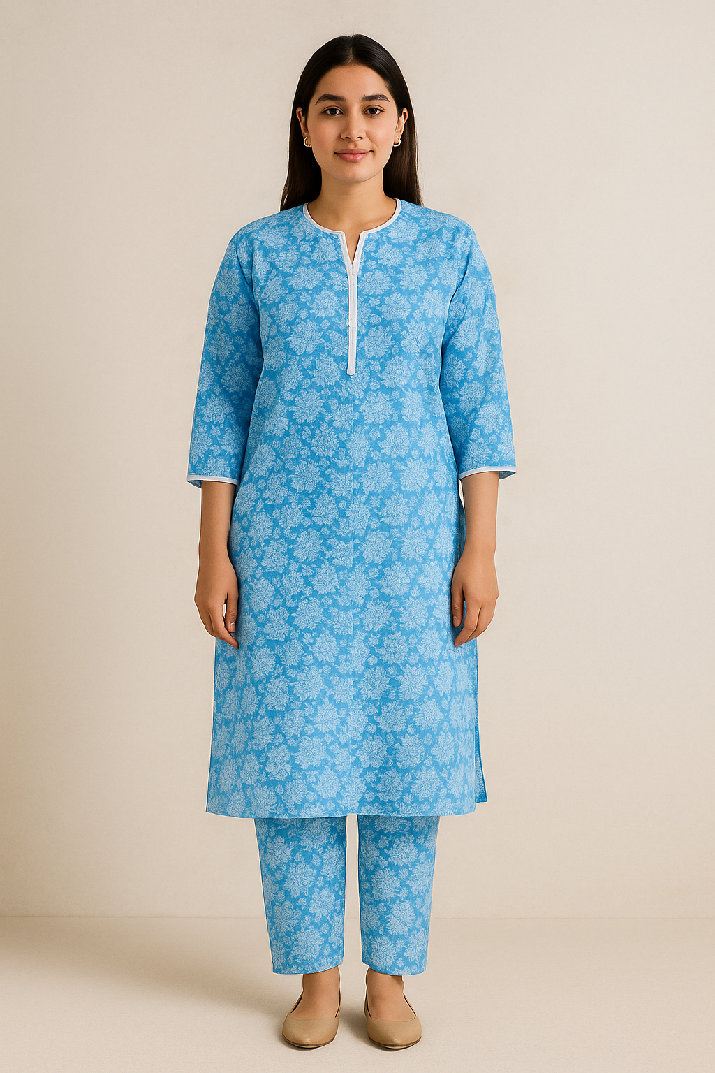 Azure Grace – Sky Blue 2-Piece Lawn Set