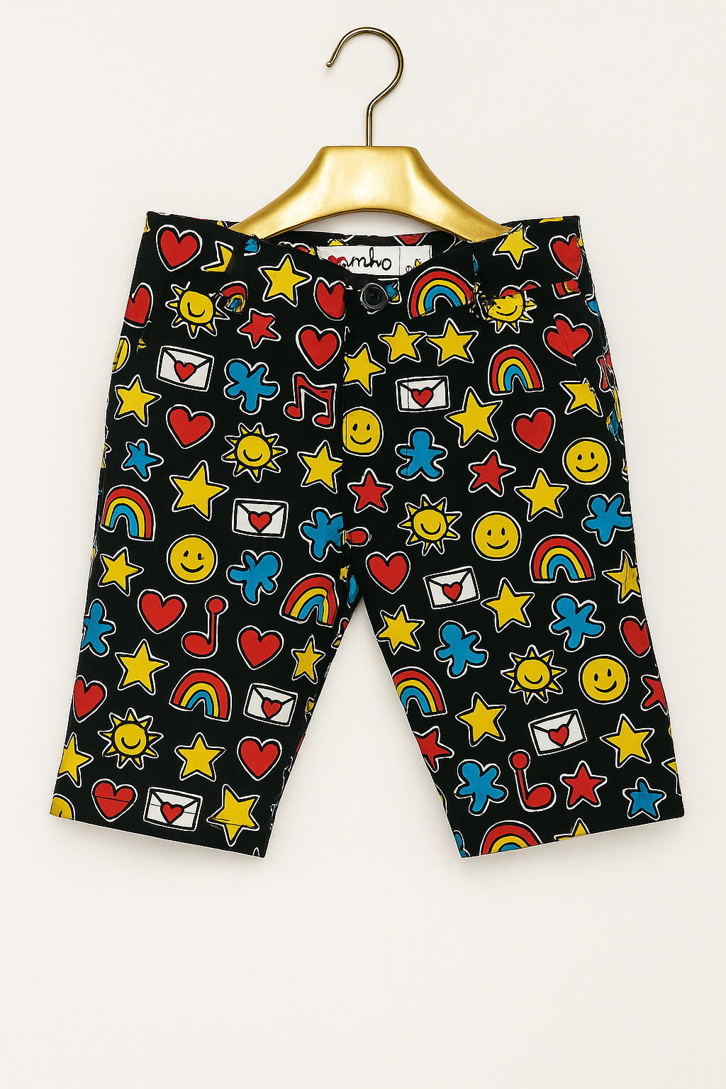 Kids' Fun Emoji Print Cotton Shorts – Black