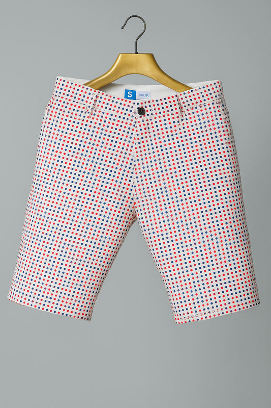 Boys’ Red & Blue Polka Dot White Cotton Shorts