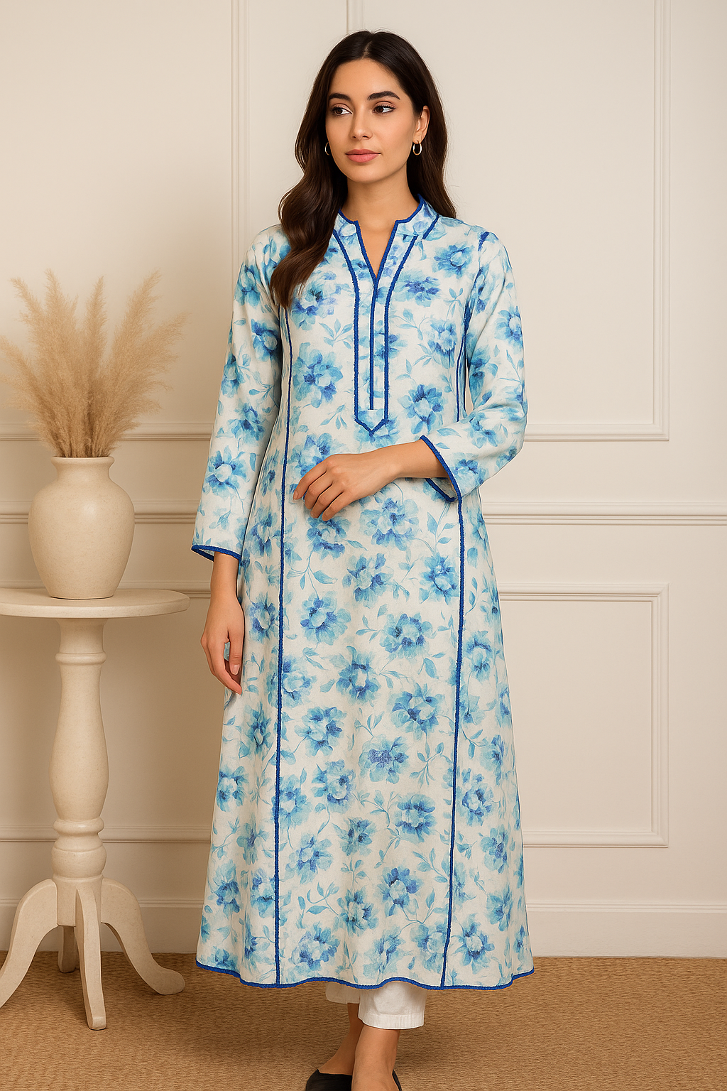 Blue Blossom – 2 Piece Floral Lawn Suit