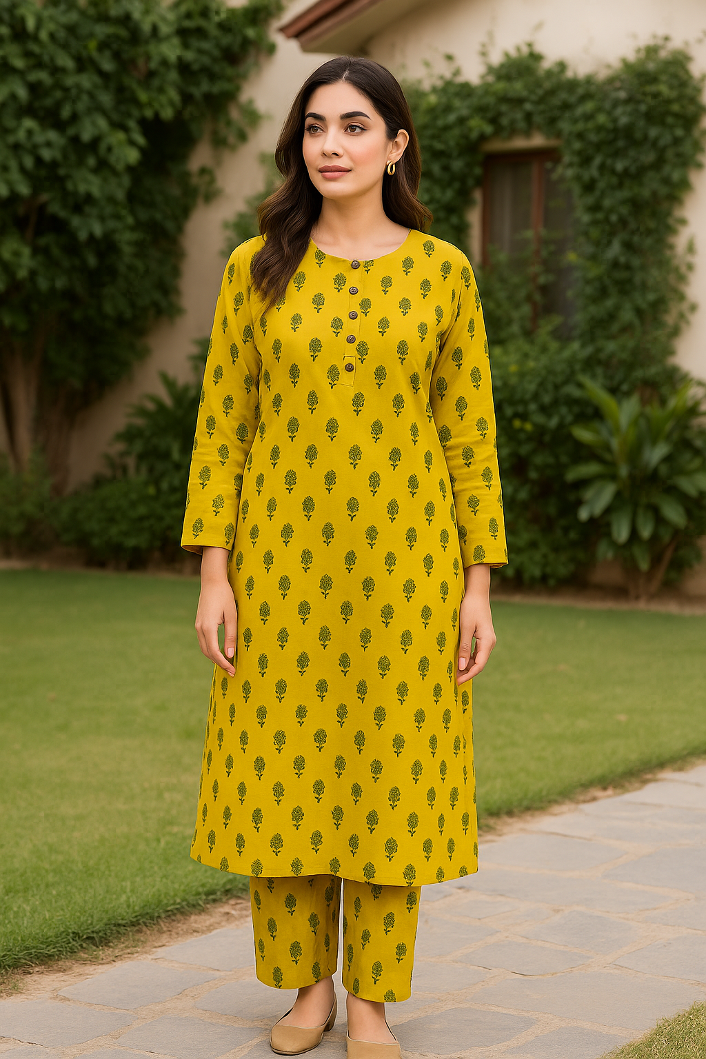 Sunshine Bloom – Yellow Printed 2-Piece Lawn Suit
