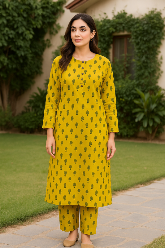 Sunshine Bloom – Yellow Printed 2-Piece Lawn Suit
