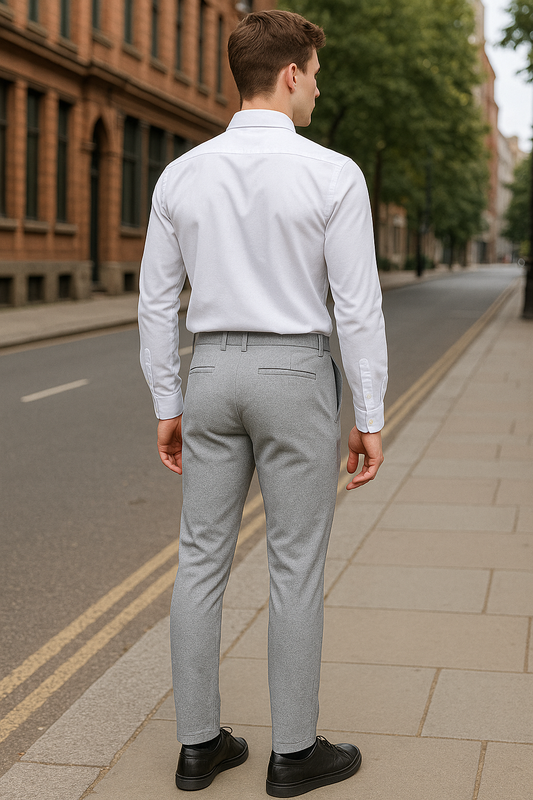 Slim-Fit Men’s Cotton Chinos – Light Grey